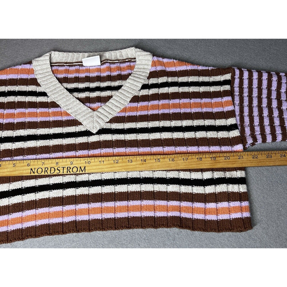 BDG Urban Outfitters Sweater Cropped Tween Size XS V-Neck Striped Long Sleeve - Picture 8 of 12